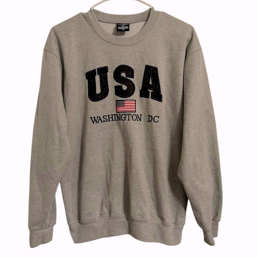 USA Washington DC Sweatshirt Men’s Medium Gray NT Souvenir Pullover Crewneck‎
